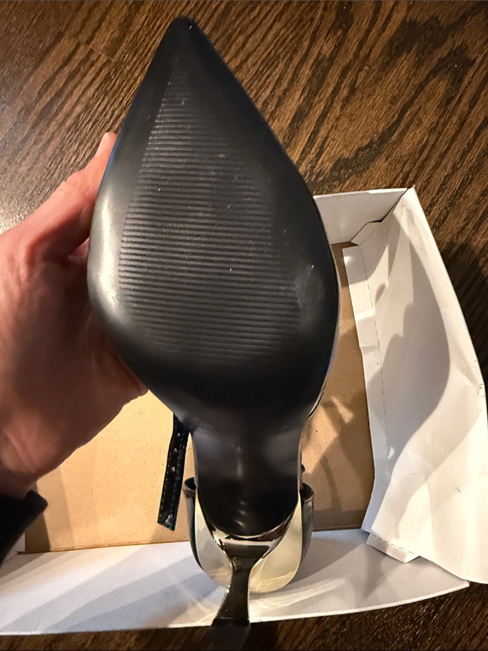Marc Fisher Black Patent Pointed-Toe Mary Jane Heels with Strap - Picture 5 of 5